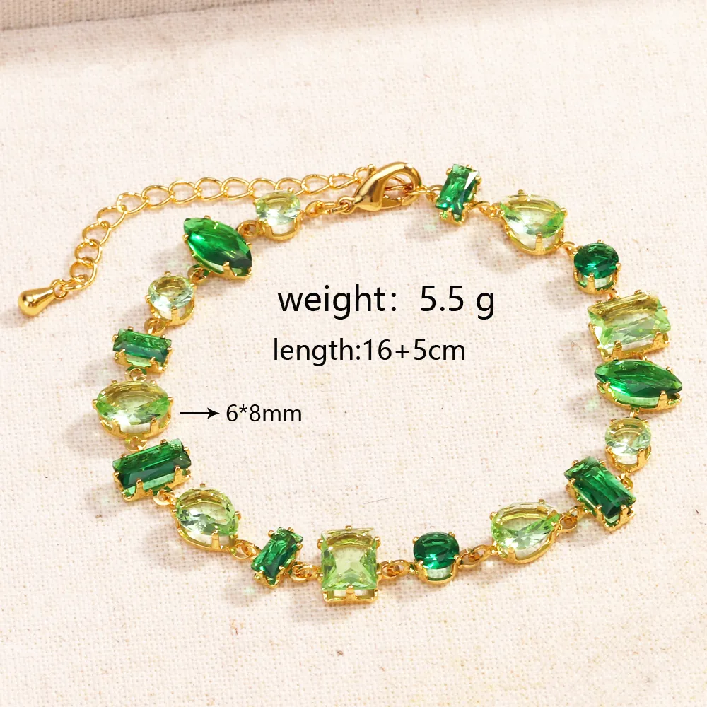 Colorful Luxurious Simple Style Shiny Rhinestones Copper 18K Gold Plated Platinum Plated Bracelets Inlay Lobster Trigger Clasp Closure display picture 1