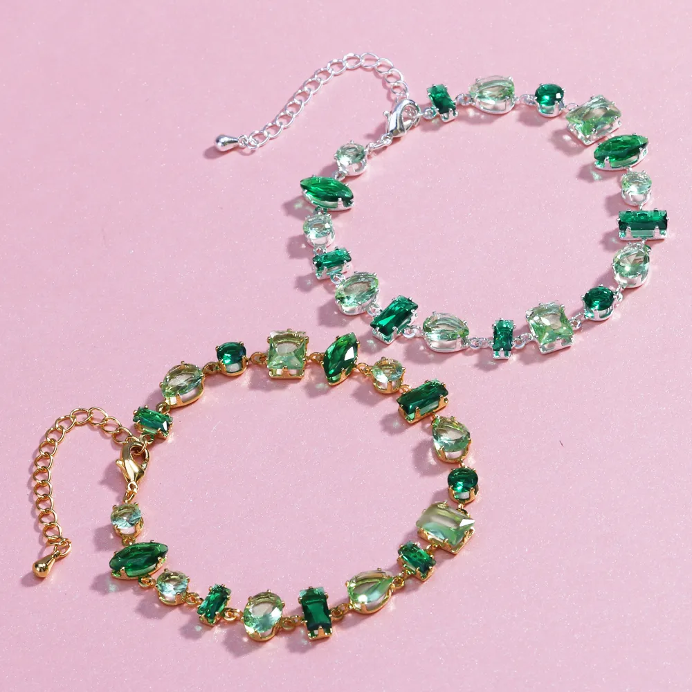 Colorful Luxurious Simple Style Shiny Rhinestones Copper 18K Gold Plated Platinum Plated Bracelets Inlay Lobster Trigger Clasp Closure display picture 7