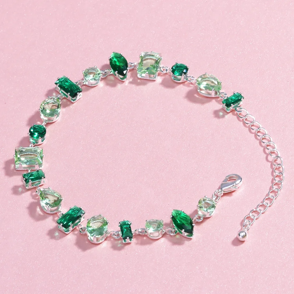 Colorful Luxurious Simple Style Shiny Rhinestones Copper 18K Gold Plated Platinum Plated Bracelets Inlay Lobster Trigger Clasp Closure display picture 11