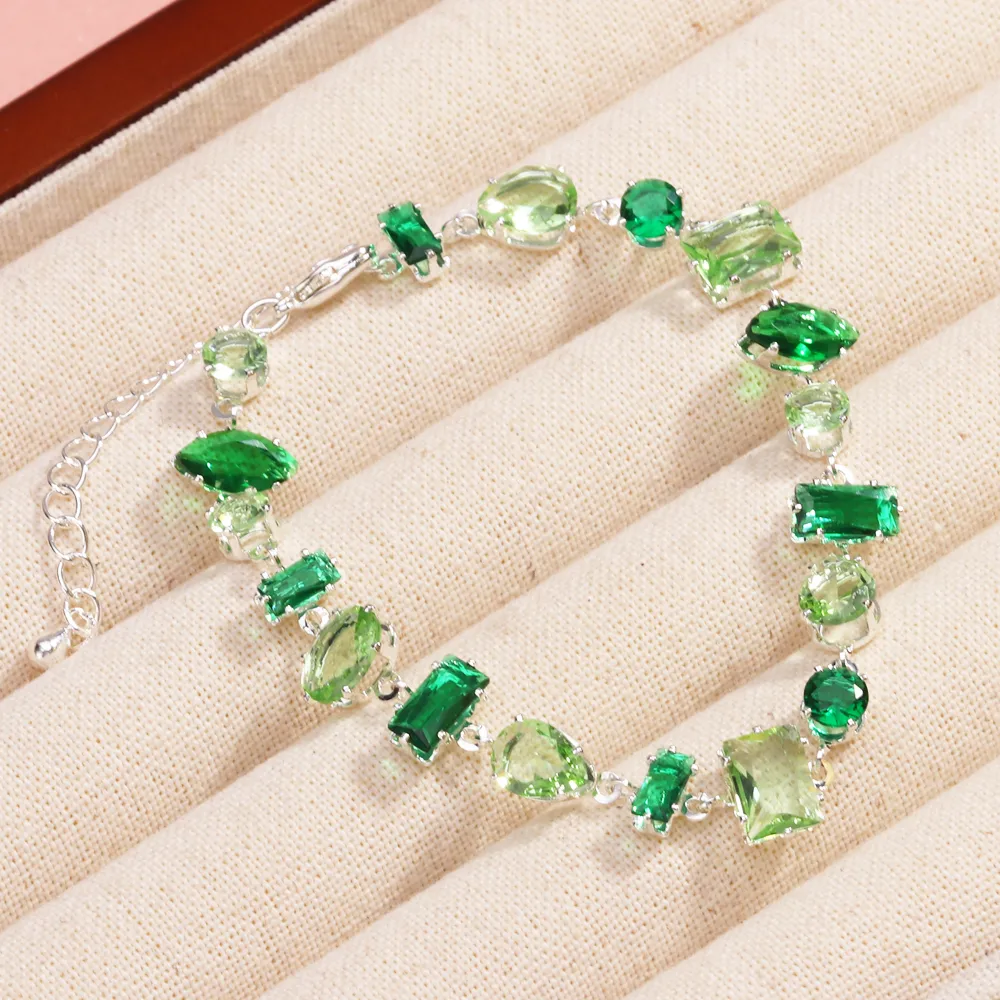 Colorful Luxurious Simple Style Shiny Rhinestones Copper 18K Gold Plated Platinum Plated Bracelets Inlay Lobster Trigger Clasp Closure display picture 10