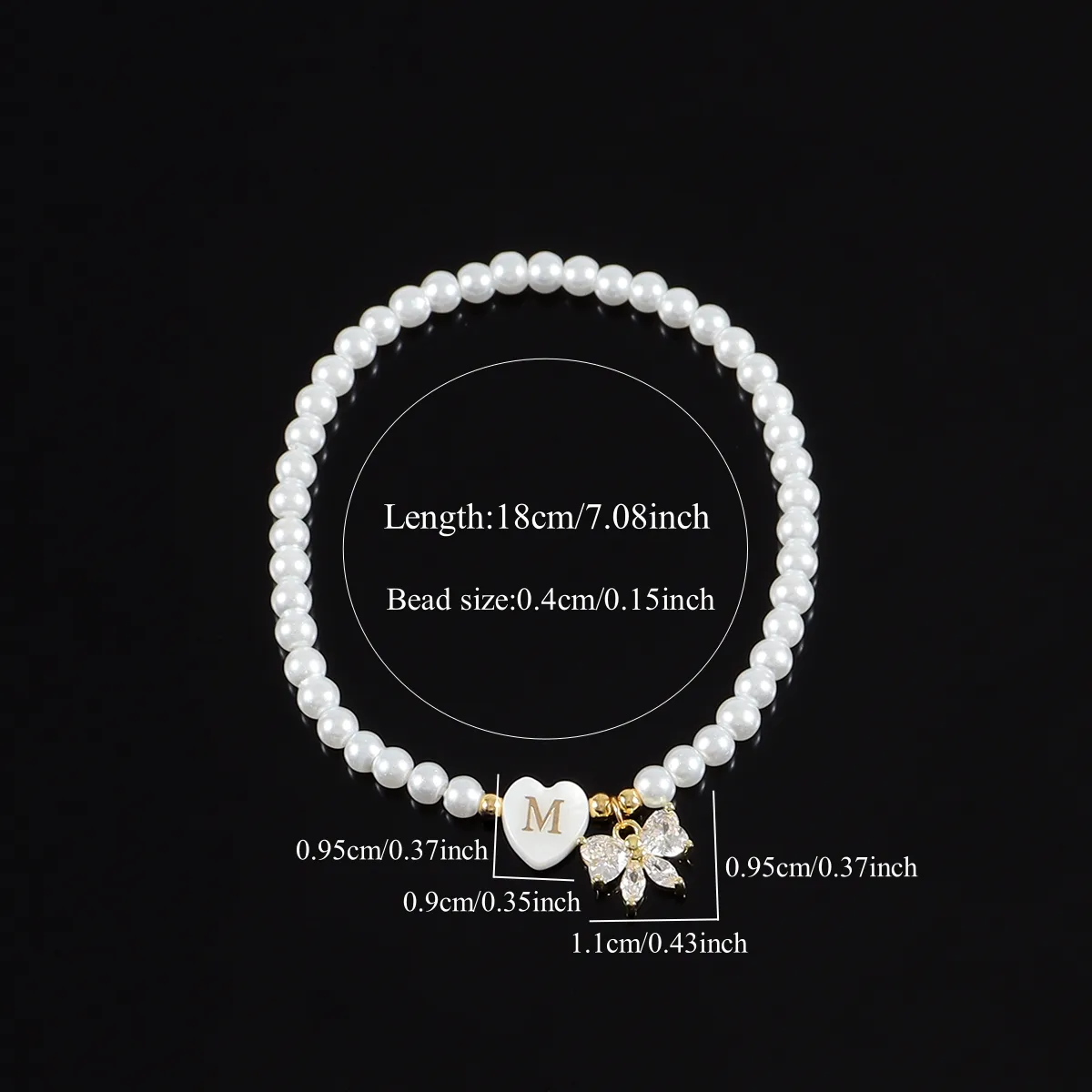 Letter Heart Shape Bow Knot Elegant Simple Style Classic Style 304 Stainless Steel Artificial Pearl Bracelets Wholesale display picture 2