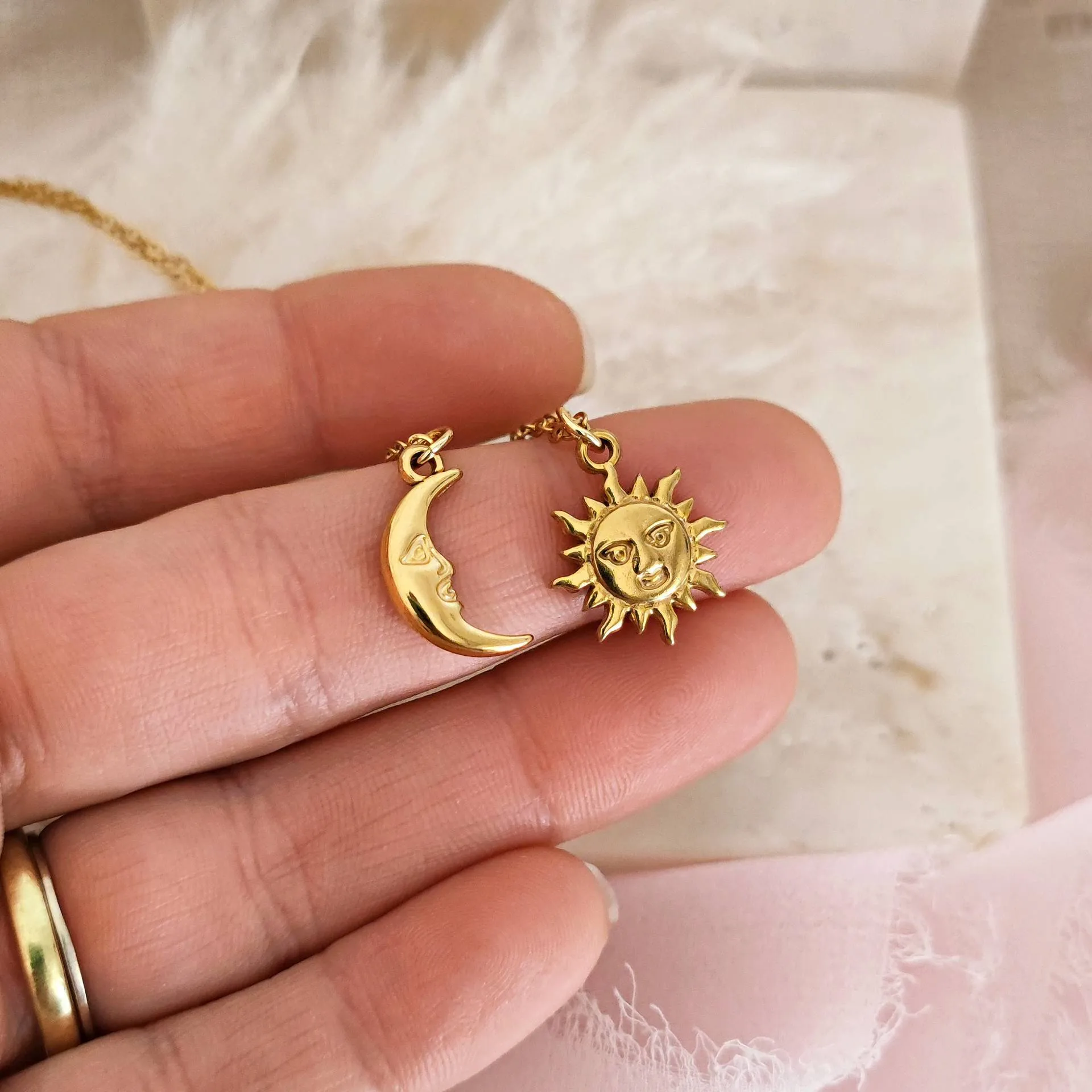Sun Moon Casual Elegant Lady 304 Stainless Steel Pendant Necklace Lobster Trigger Clasp Closure display picture 5