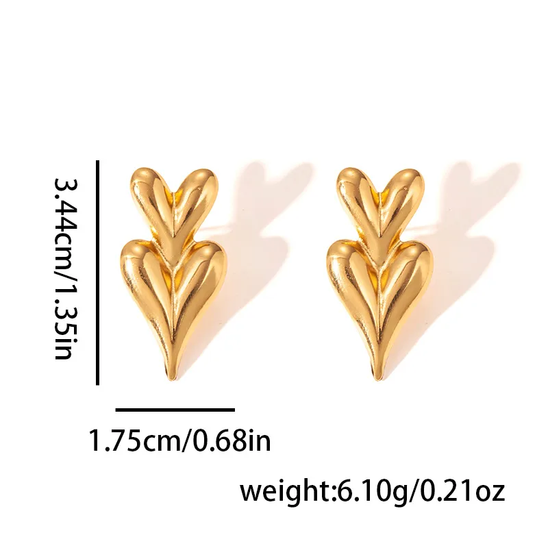1 Pair Heart Shape Elegant Lady Vacation 304 Stainless Steel 18K Gold Plated Plating Ear Studs display picture 2
