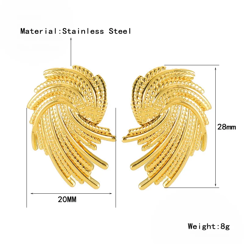 1 Pair Twist Solid Color Crack Elegant Lady Vacation 304 Stainless Steel 18K Gold Plated Plating Ear Studs display picture 2