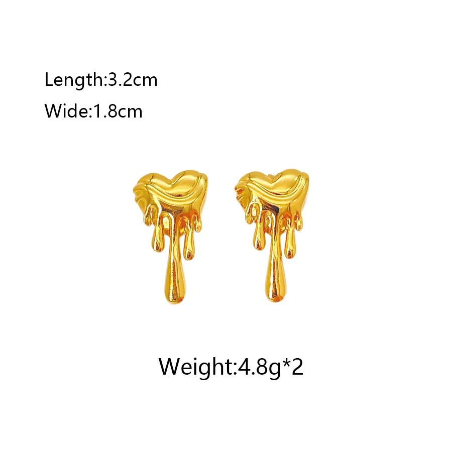 1 Paire Forme De Cœur Élégant Femme Vacances Acier Inoxydable 304 Plaqué Or 18K Placage Boucles D'Oreilles display picture 6