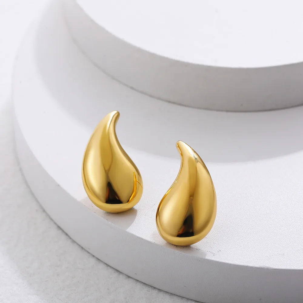 1 Pair Water Droplets Elegant Lady Vacation 304 Stainless Steel 18K Gold Plated Plating Ear Studs display picture 2