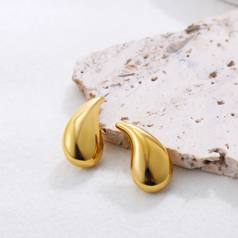 1 Pair Water Droplets Elegant Lady Vacation 304 Stainless Steel 18K Gold Plated Plating Ear Studs display picture 4