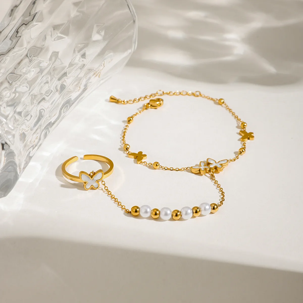 Pearl Butterfly Casual Modern Style Simple Style 316 Stainless Steel  Mother Shell Bracelets Wholesale display picture 4