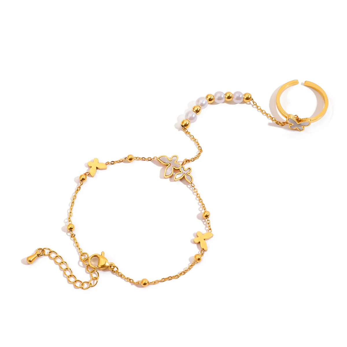 Perla Mariposa Casual Estilo Moderno Estilo Simple Acero Inoxidable 316 Concha Madre Pulsera Venta Al Por Mayor display picture 8