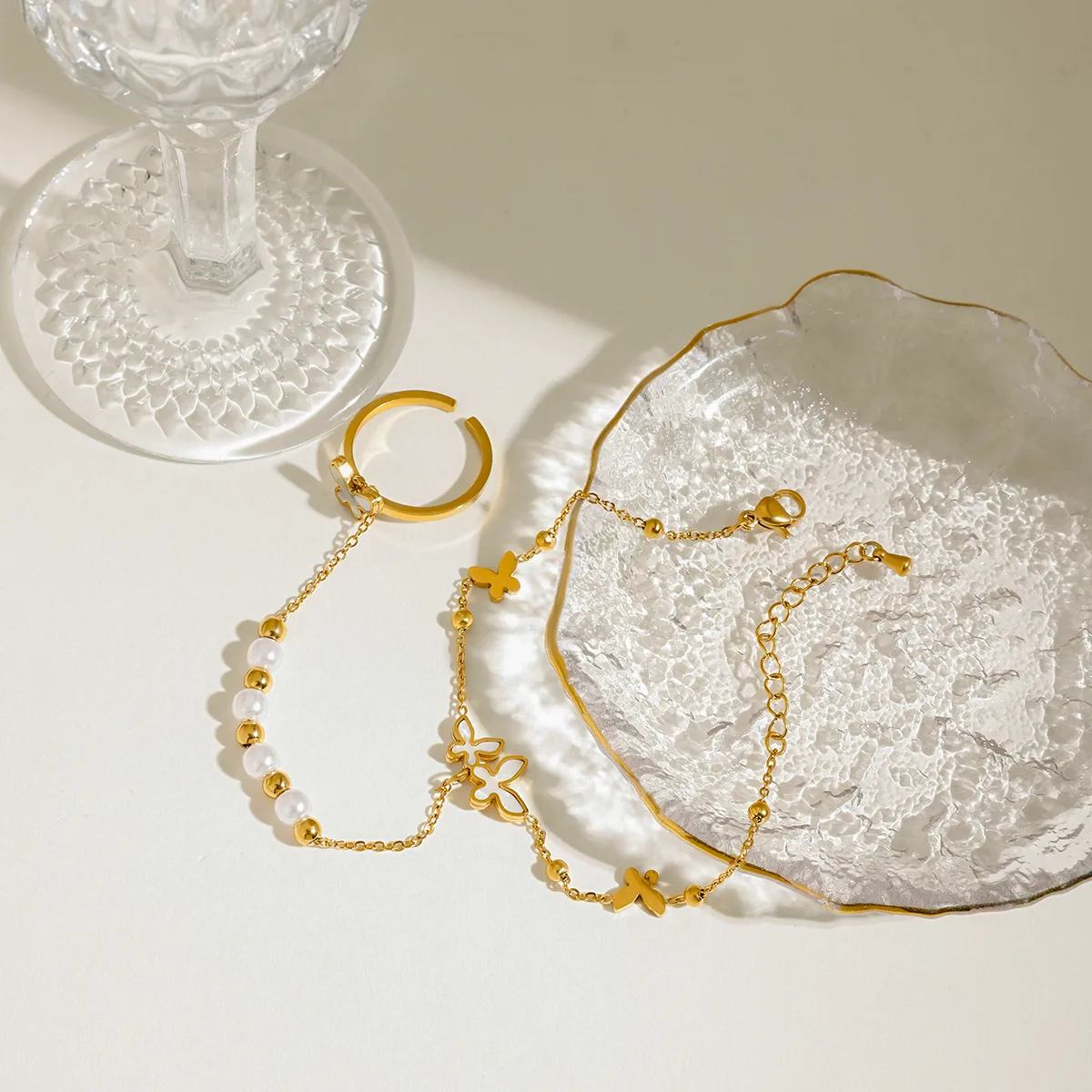 Pearl Butterfly Casual Modern Style Simple Style 316 Stainless Steel  Mother Shell Bracelets Wholesale display picture 5