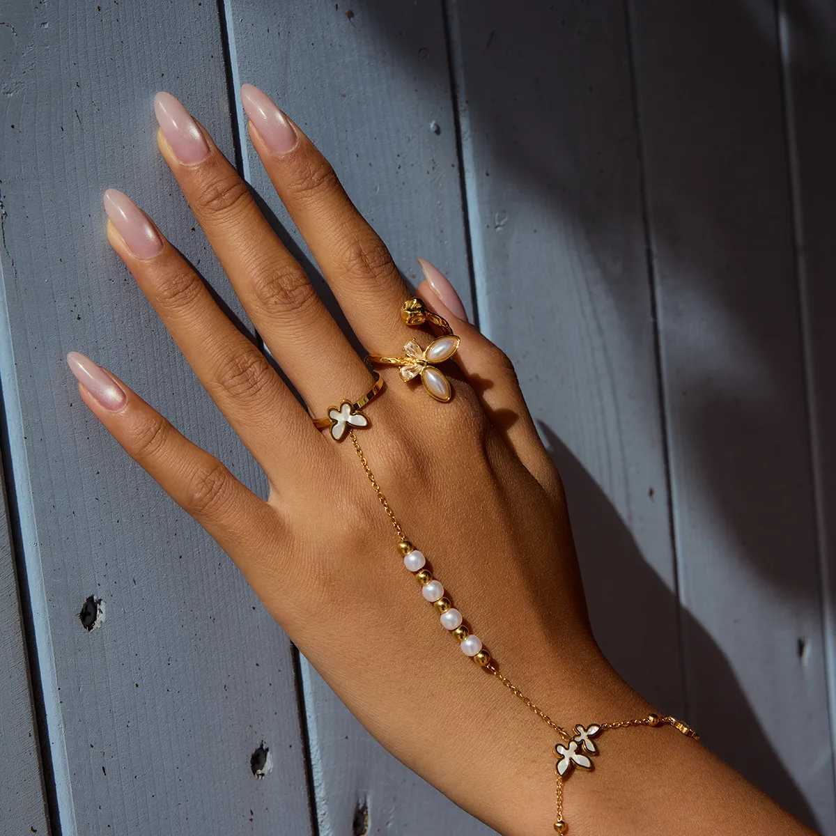Pearl Butterfly Casual Modern Style Simple Style 316 Stainless Steel  Mother Shell Bracelets Wholesale display picture 1