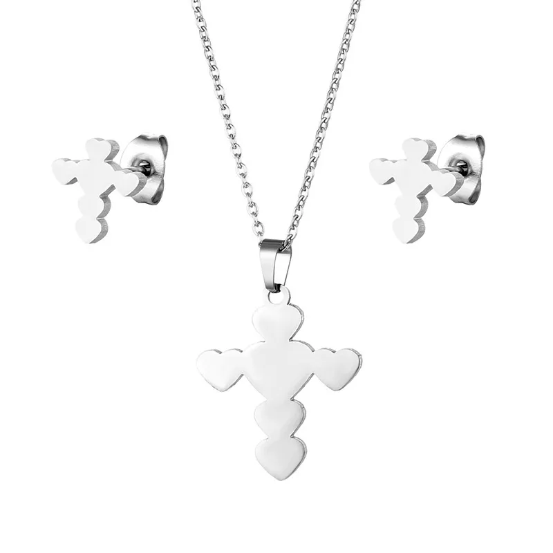 Bohemian Simple Style Classic Style 201 Stainless Steel Cross Women's Jewelry Set display picture 2