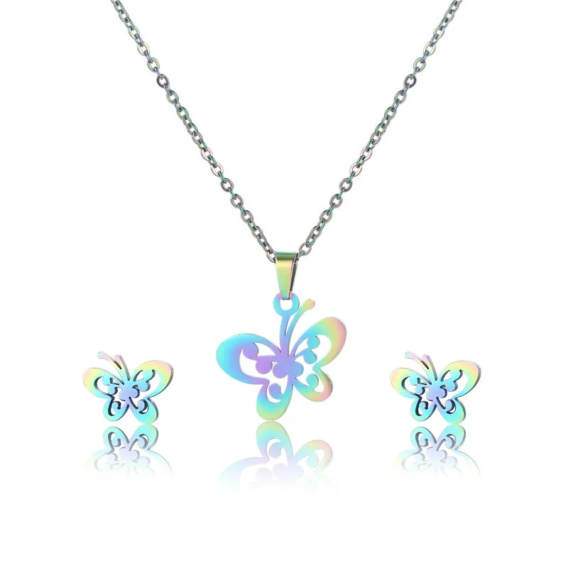 Lady Simple Style Classic Style 201 Stainless Steel Butterfly Christmas Women's Jewelry Set display picture 2