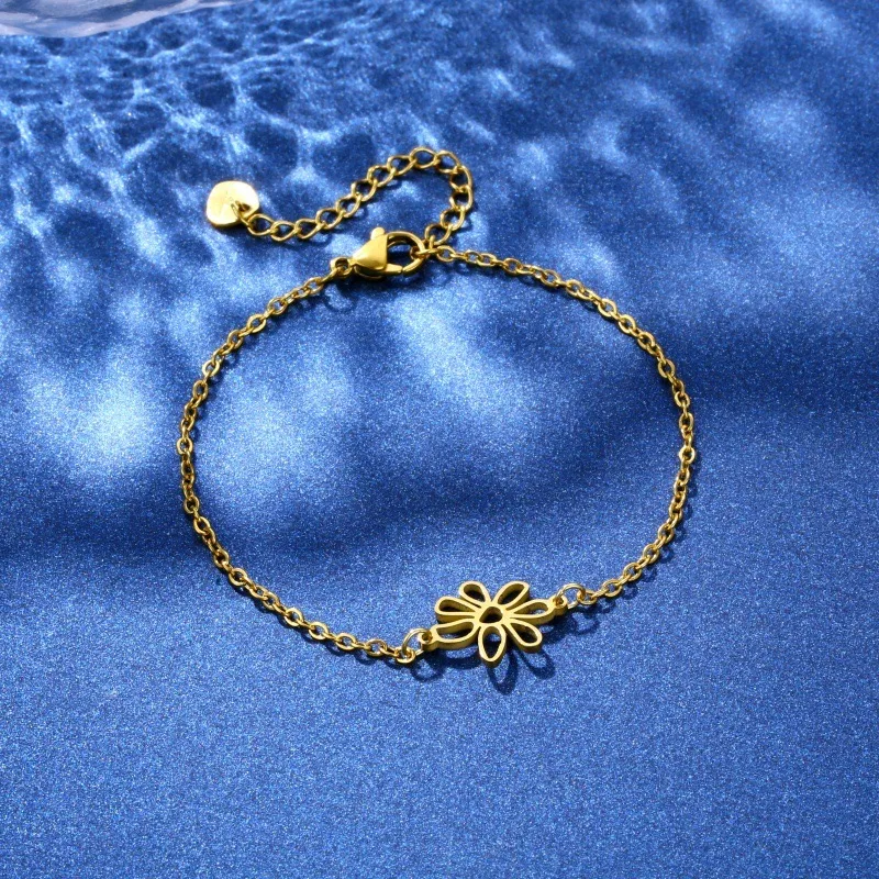 Flower Hip-Hop Bohemian Simple Style 201 Stainless Steel Bracelets In Bulk display picture 3