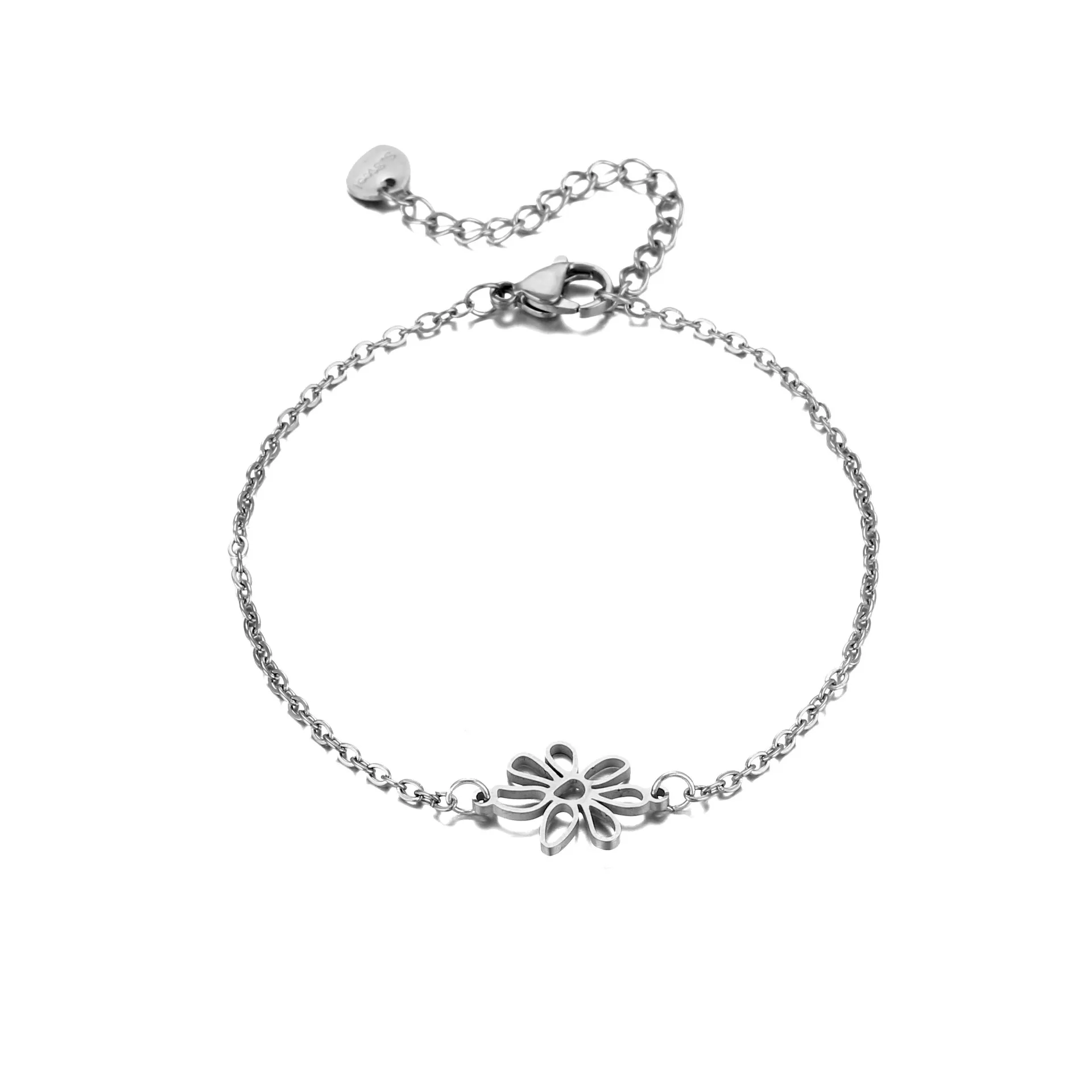 Flower Hip-Hop Bohemian Simple Style 201 Stainless Steel Bracelets In Bulk display picture 1