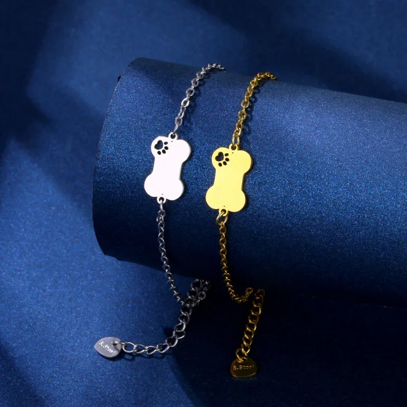 Dog Bone Cute Hip-Hop Bohemian 201 Stainless Steel Bracelets In Bulk display picture 3