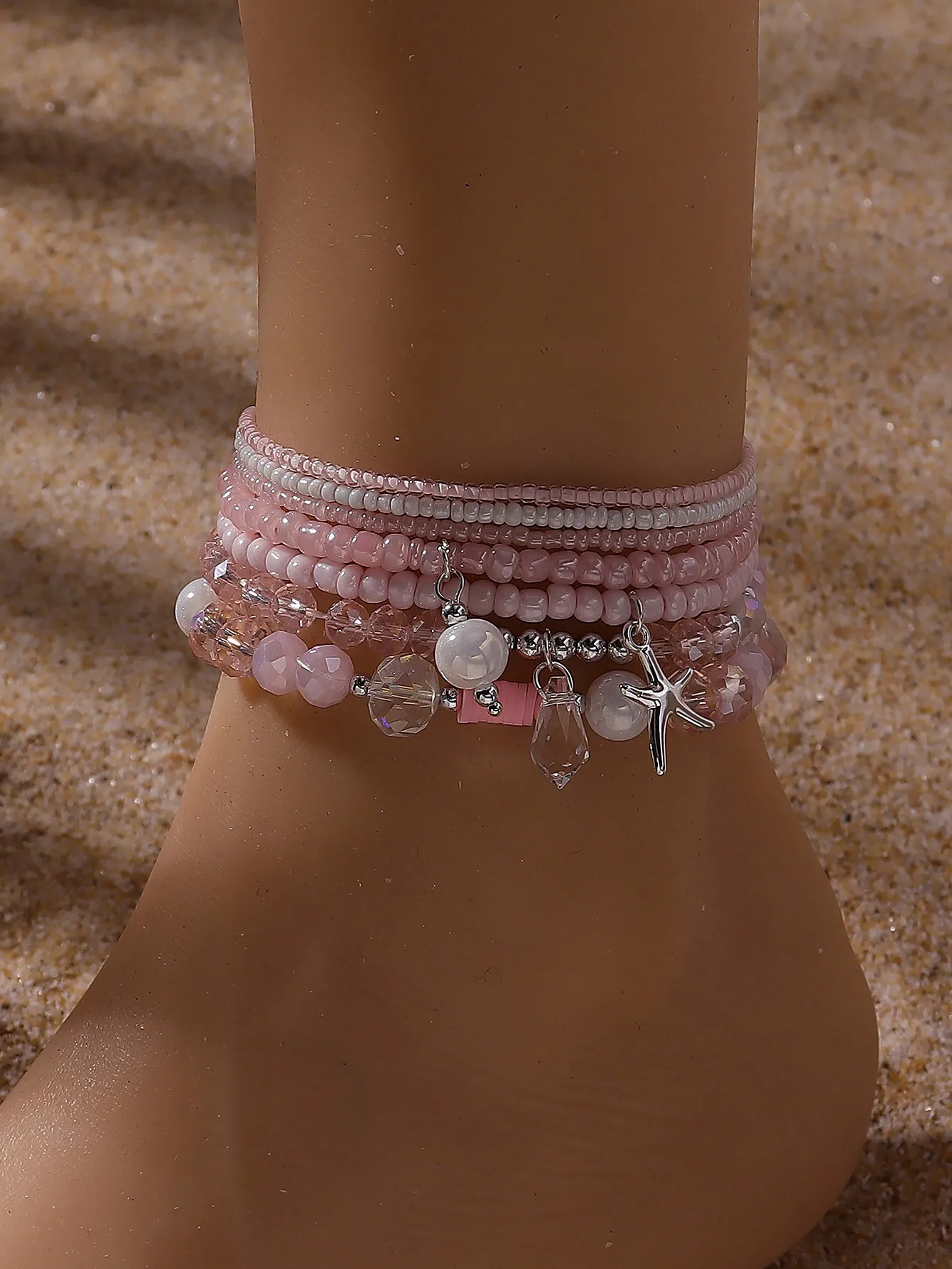Imitation Pearl Mostacilla Rhinestone Cartoon Style Sweet Super Immortal Starfish Anklet display picture 4