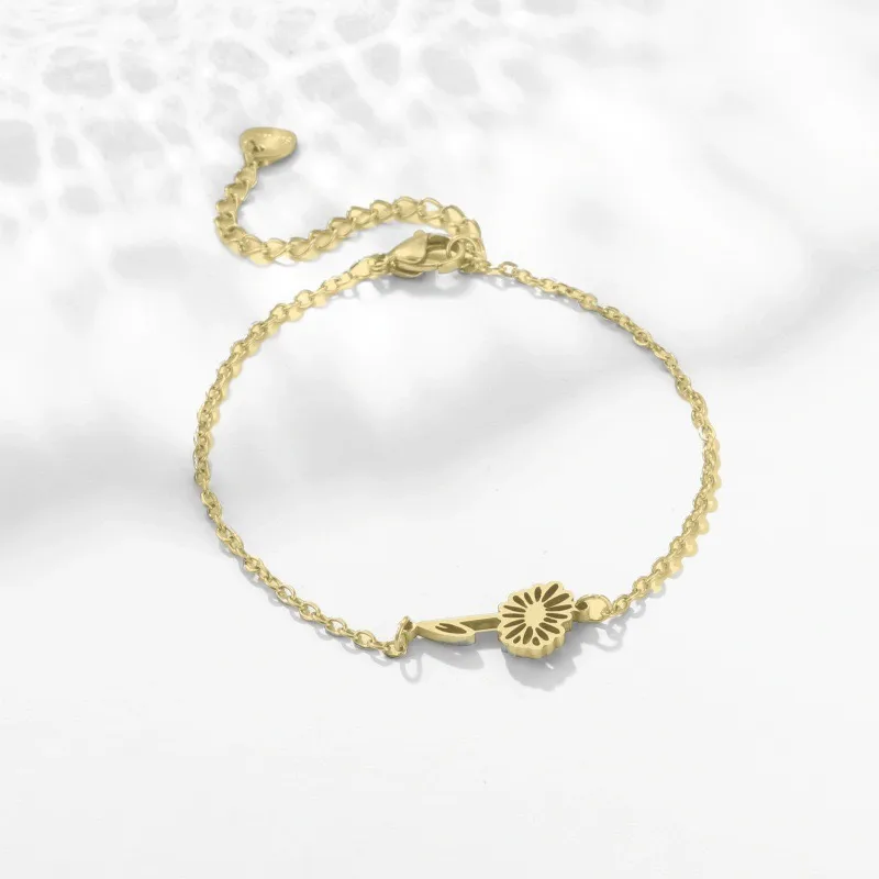 Flor Casual Señora Estilo Simple Acero Inoxidable 201 Pulsera Al Mayoreo display picture 4