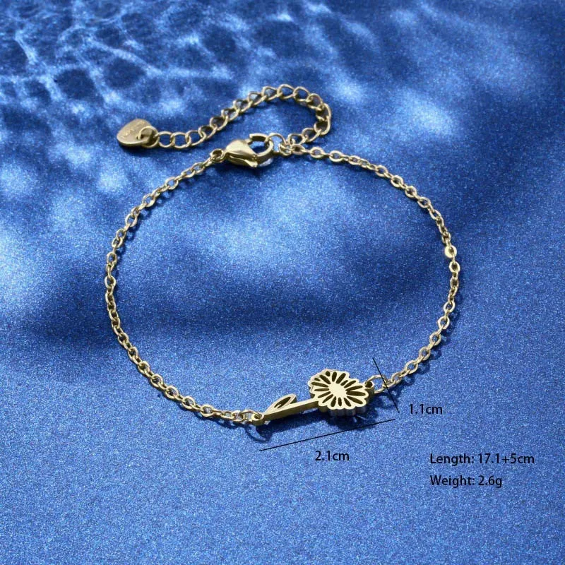 Flor Casual Señora Estilo Simple Acero Inoxidable 201 Pulsera Al Mayoreo display picture 1