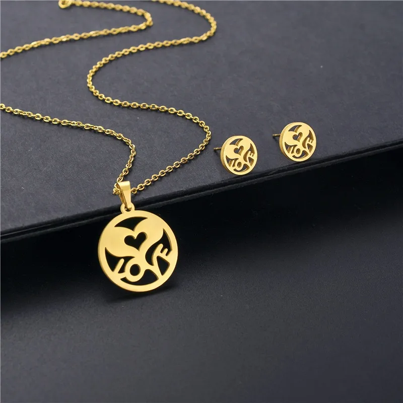 Bohemian Simple Style Classic Style 201 Stainless Steel Love Women's Jewelry Set display picture 4