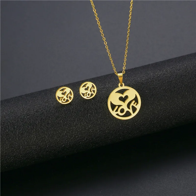 Bohemian Simple Style Classic Style 201 Stainless Steel Love Women's Jewelry Set display picture 2