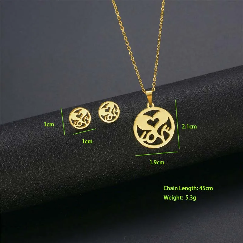 Bohemian Simple Style Classic Style 201 Stainless Steel Love Women's Jewelry Set display picture 1