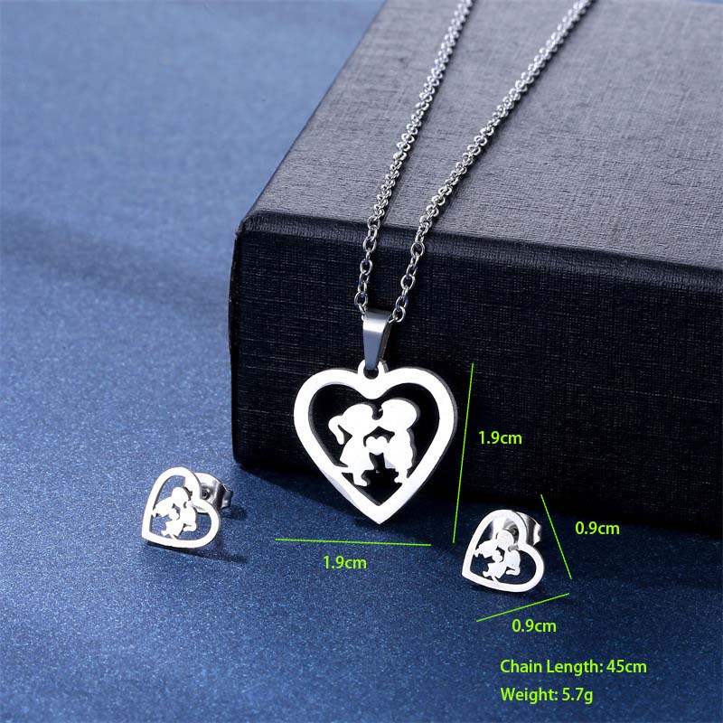 Bohemian Simple Style Classic Style 201 Stainless Steel Heart Shape Women's Jewelry Set display picture 1