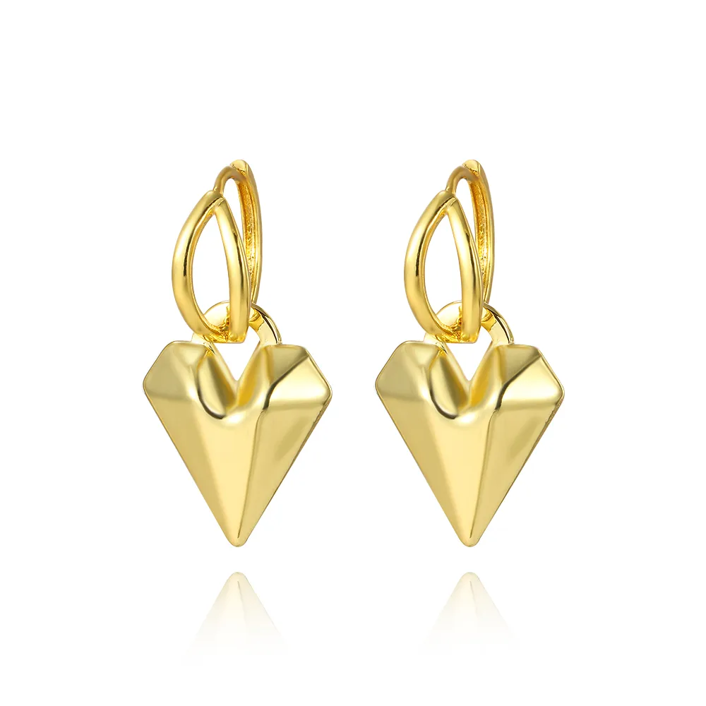 1 Pair Red Heart IG Style Elegant Glam Copper 18K Gold Plated White Gold Plated Polishing Plating Drop Earrings display picture 1
