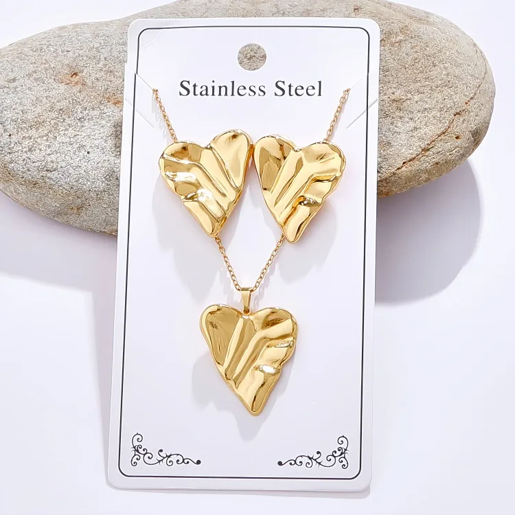 Casual Glam Lady 304 Stainless Steel Geometric Heart Shape K Gold Plated Women's Jewelry Set display picture 4