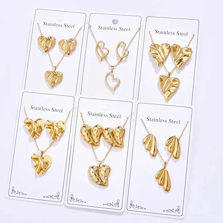 Casual Glam Lady 304 Stainless Steel Geometric Heart Shape K Gold Plated Women's Jewelry Set display picture 9