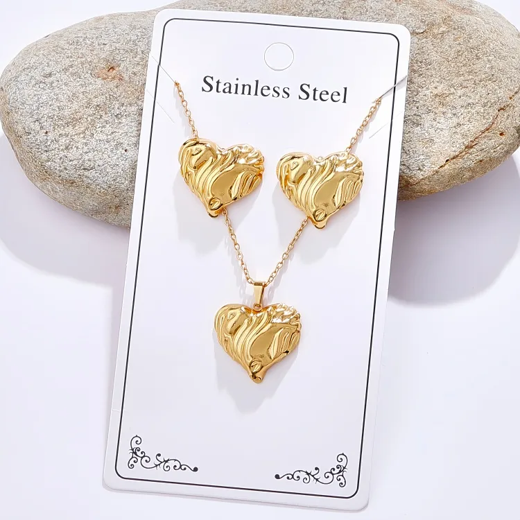 Casual Glam Lady 304 Stainless Steel Geometric Heart Shape K Gold Plated Women's Jewelry Set display picture 5