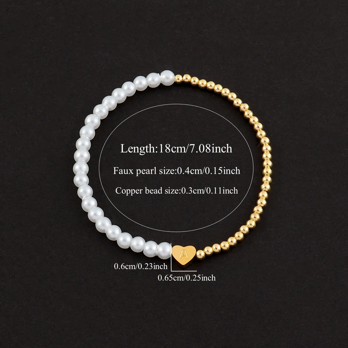 Lettre Forme De Cœur Élégant Style Simple Style Classique Acier Inoxydable 304 Perle Artificielle Le Cuivre Bracelets De Gros display picture 2