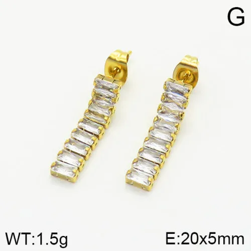 1 Paire Lignes Rectangle Élégant Femme Vacances Acier Inoxydable 304 Plaqué Or 18K Perles Artificielles Zircon Placage Incruster Boucles D'oreilles display picture 2