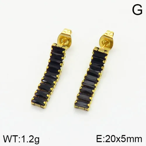 1 Paire Lignes Rectangle Élégant Femme Vacances Acier Inoxydable 304 Plaqué Or 18K Perles Artificielles Zircon Placage Incruster Boucles D'oreilles display picture 4