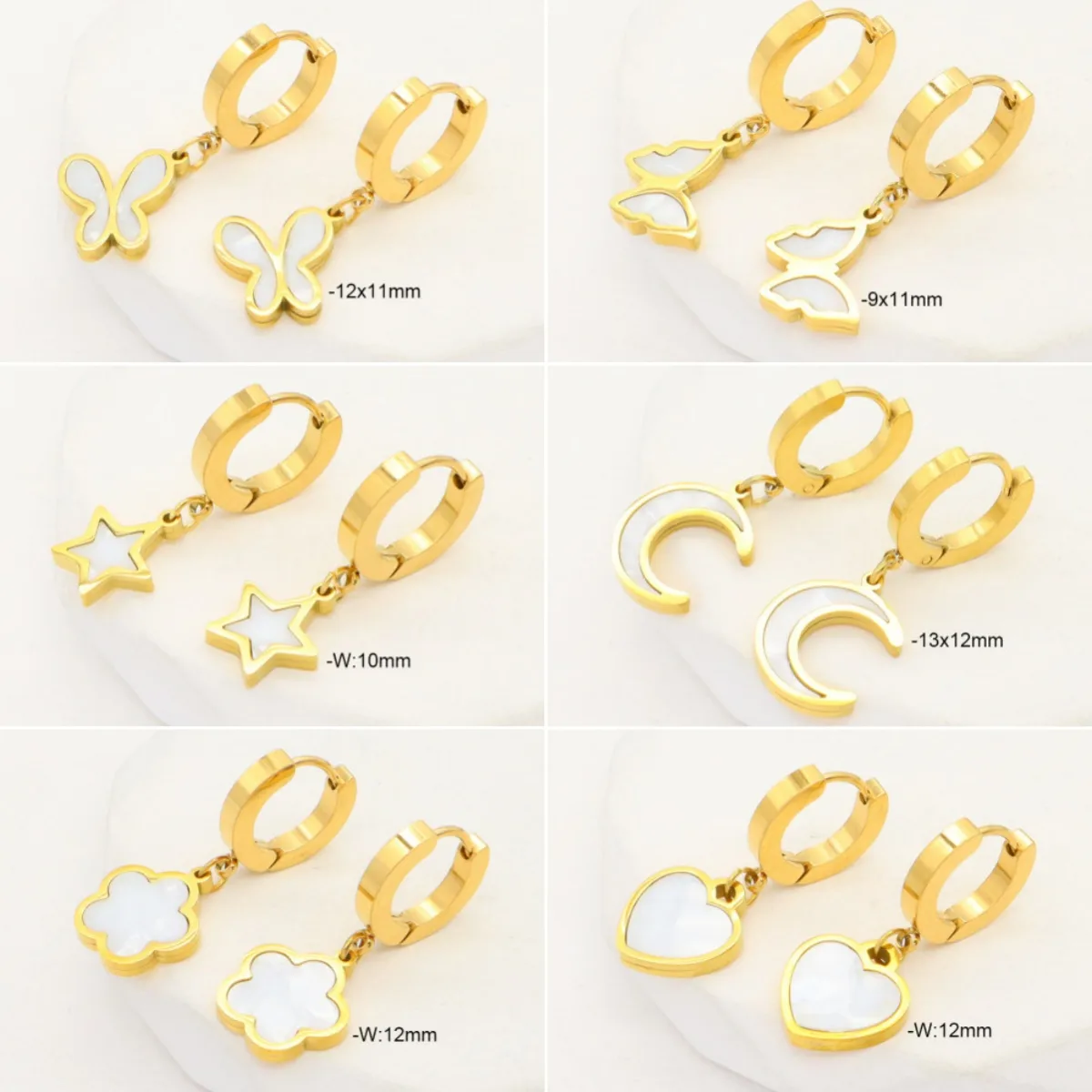 1 Pair Star Moon Heart Shape Elegant Lady Classic Style 304 Stainless Steel 18K Gold Plated Drop Earrings display picture 1