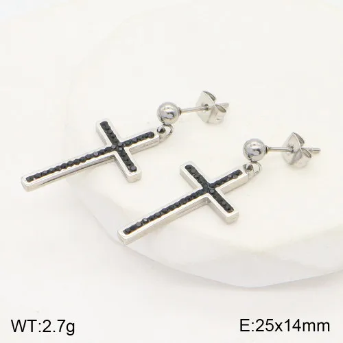 1 Pair Cross Elegant Lady Simple Style 304 Stainless Steel 18K Gold Plated Drop Earrings display picture 7