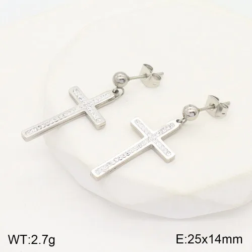 1 Pair Cross Elegant Lady Simple Style 304 Stainless Steel 18K Gold Plated Drop Earrings display picture 6