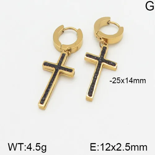 1 Pair Cross Elegant Lady Simple Style 304 Stainless Steel 18K Gold Plated Drop Earrings display picture 3