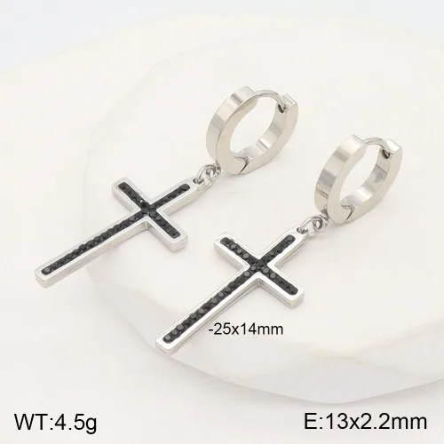 1 Pair Cross Elegant Lady Simple Style 304 Stainless Steel 18K Gold Plated Drop Earrings display picture 4