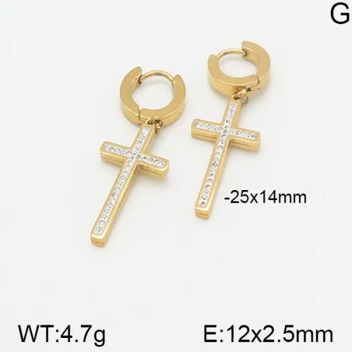 1 Pair Cross Elegant Lady Simple Style 304 Stainless Steel 18K Gold Plated Drop Earrings display picture 2