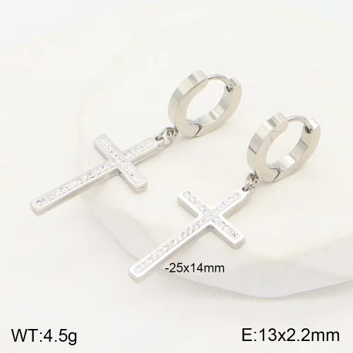 1 Par Cruzar Elegante Señora Estilo Simple Acero Inoxidable 304 Chapados En Oro De 18K Pendientes De Gota display picture 5