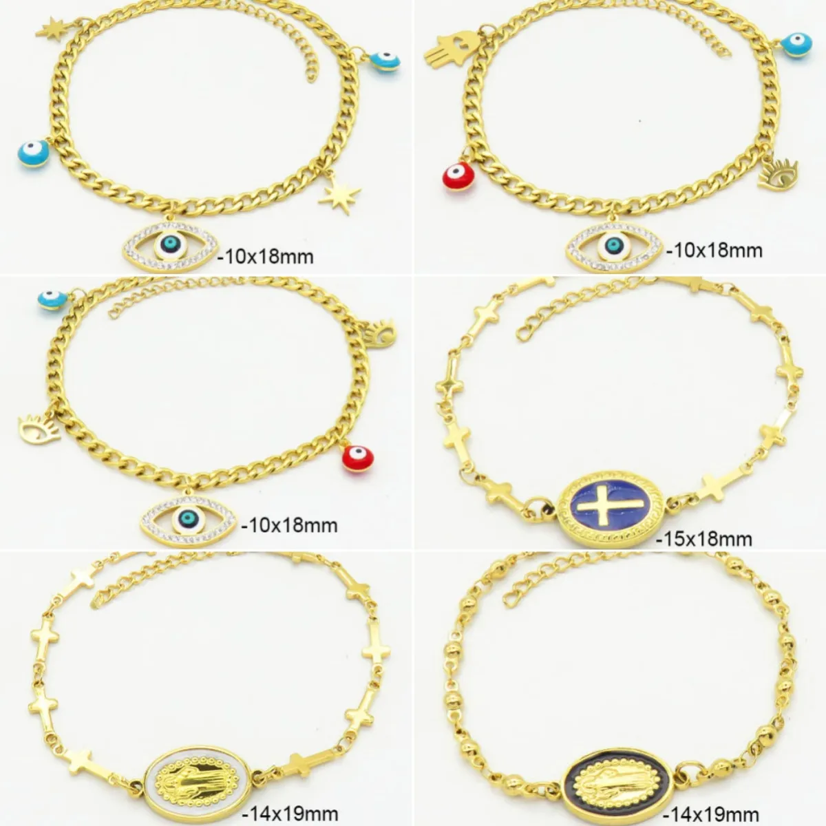 Cross Moon Eye Casual Elegant 18K Gold Plated 304 Stainless Steel Bracelets In Bulk display picture 1