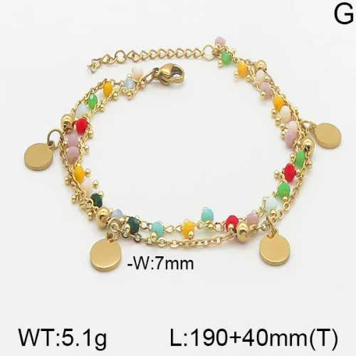 Traverser Lune Œil Décontractée Élégant Plaqué Or 18K Acier Inoxydable 304 Perlé Bracelets De Gros display picture 4