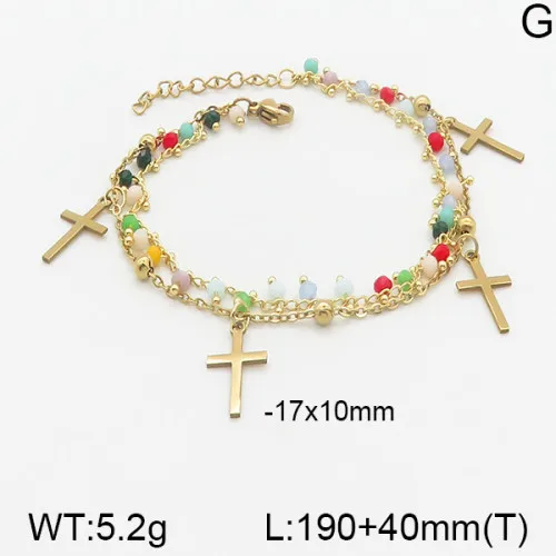 Traverser Lune Œil Décontractée Élégant Plaqué Or 18K Acier Inoxydable 304 Perlé Bracelets De Gros display picture 5