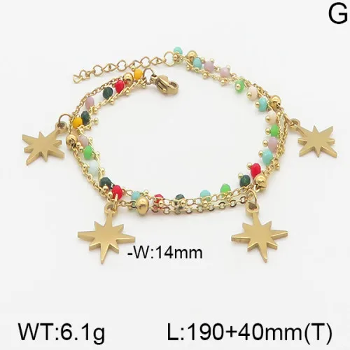 Traverser Lune Œil Décontractée Élégant Plaqué Or 18K Acier Inoxydable 304 Perlé Bracelets De Gros display picture 7