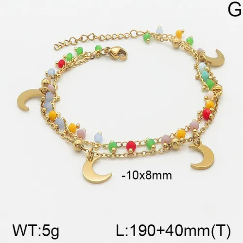 Traverser Lune Œil Décontractée Élégant Plaqué Or 18K Acier Inoxydable 304 Perlé Bracelets De Gros display picture 8