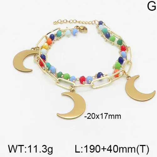 Cross Moon Eye Casual Elegant 18K Gold Plated 304 Stainless Steel Beaded Bracelets Wholesale display picture 10