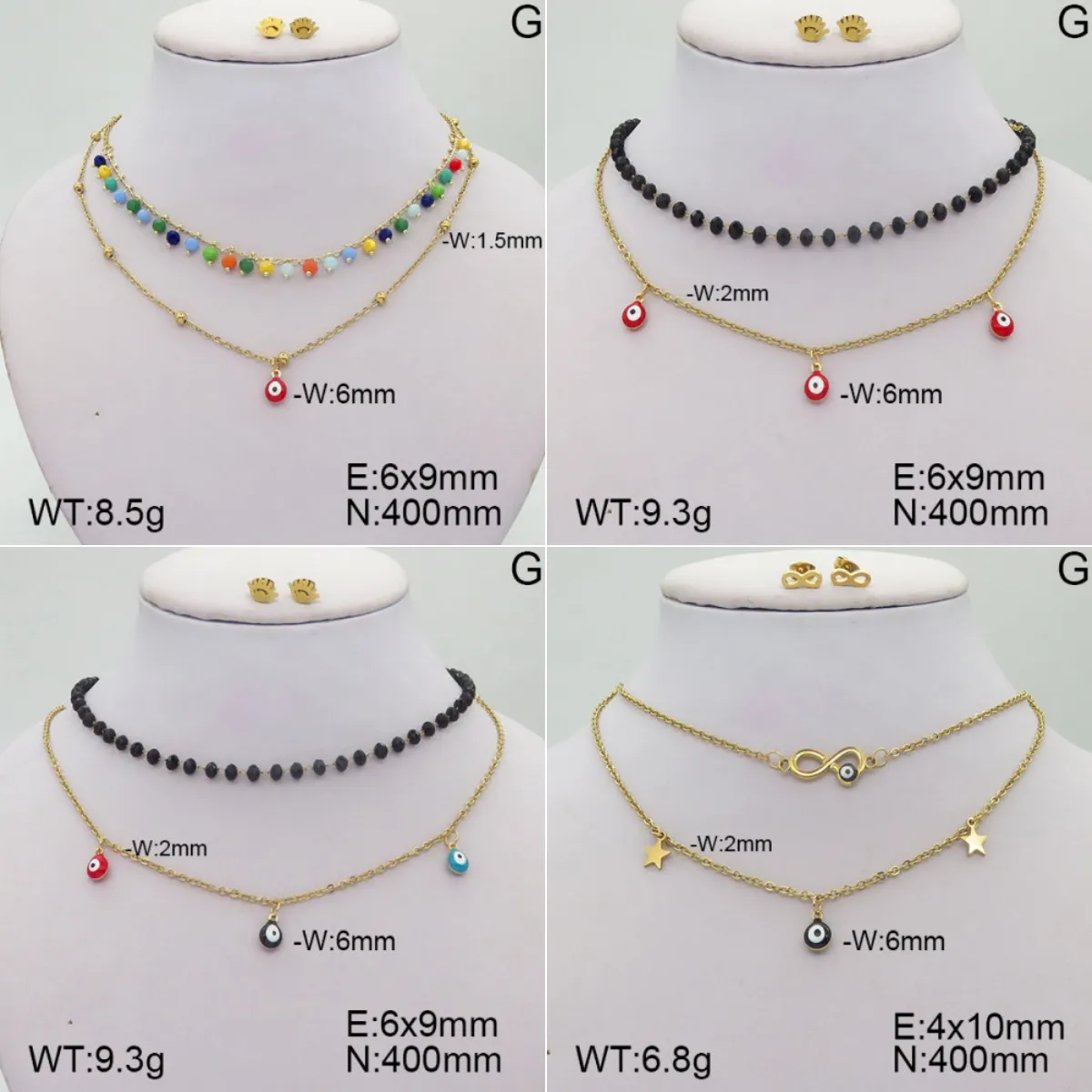Casual Elegant Cute 304 Stainless Steel Eye Plating Zircon 18K Gold Plated Women's Jewelry Set display picture 1