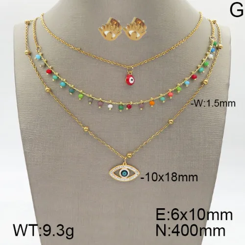 Décontractée Élégant Mignon Acier Inoxydable 304 Paume Forme De Cœur Œil Placage Zircon Plaqué Or 18K Femmes Ensemble De Bijoux display picture 5