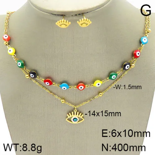 Casual Elegant Cute 304 Stainless Steel Eye Plating Zircon 18K Gold Plated Women's Jewelry Set display picture 2